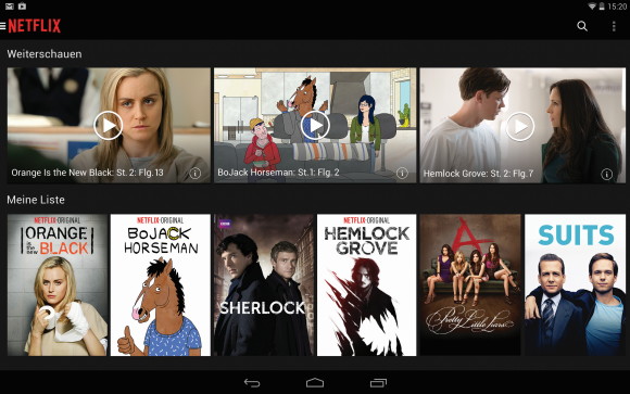 Netflix auf Tablet